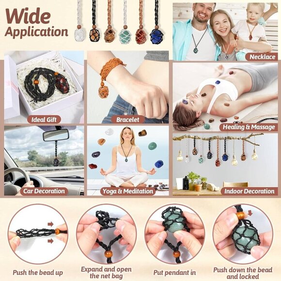 Crystals Necklace Holders Healing Stones Set 7 Chakras Adjustable Crystal Cage - Picture 7 of 7